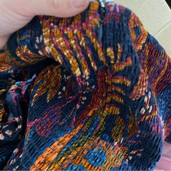 Farm Rio Short-Sleeve Crew-Neck Tiered A-Line Maxi Dress floral leaf pattern S - Picture 14 of 16